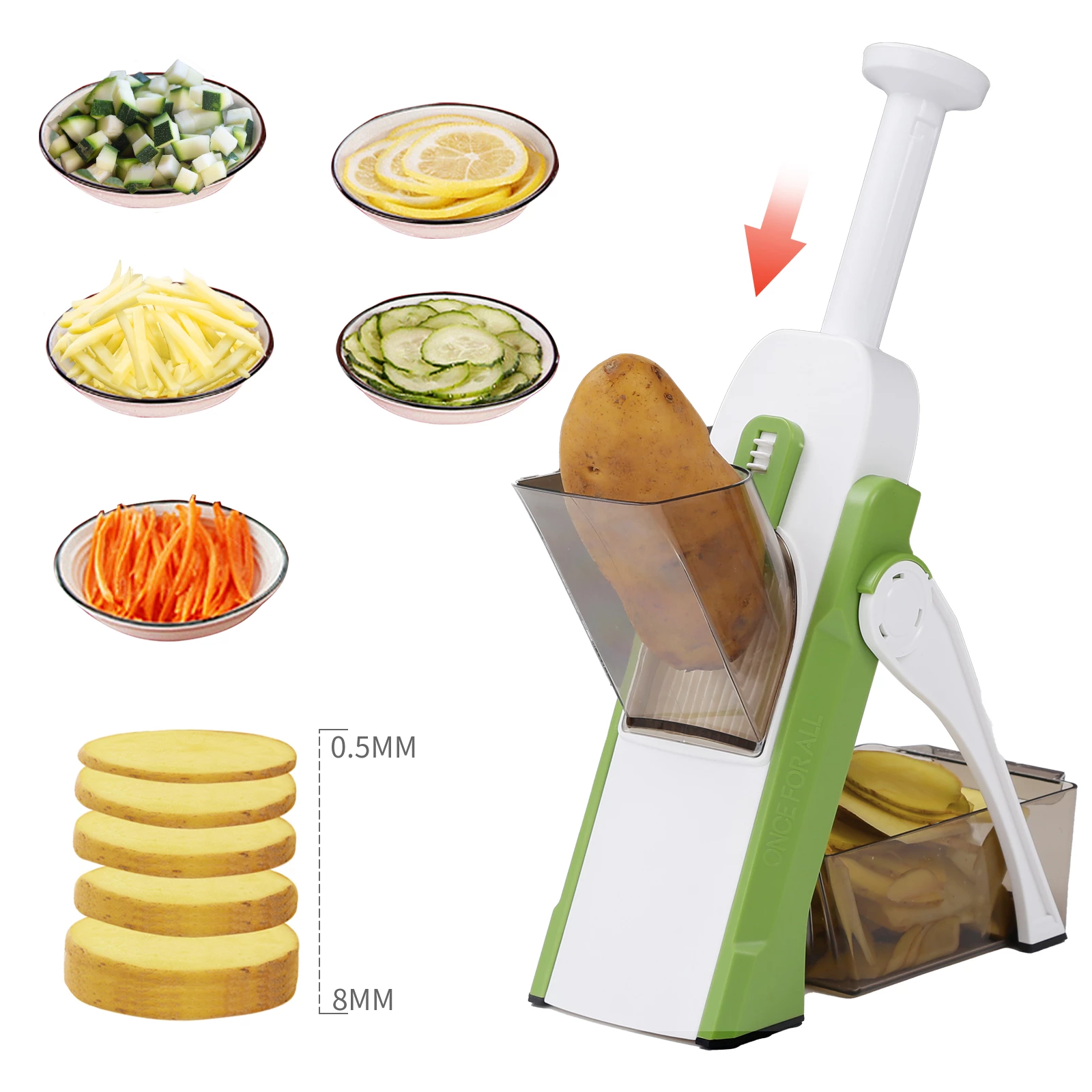 New 9 in 1 Multifunction Magic Rotate Vegetable Cutter with Drain Basket  Large Capacity Vegetables Chopper Veggie Shredder Grater Portable Slicer  Kitchen Tool with 8 Dicing Blades 